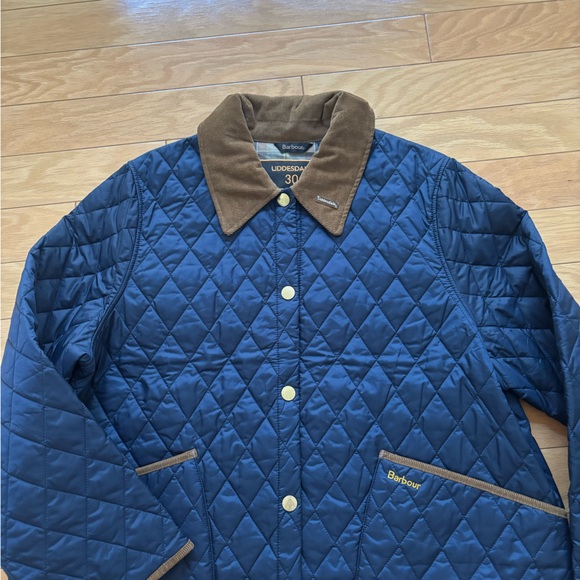 Barbour Blue Quilted Jacket with Tan Details - Picture 1 of 3